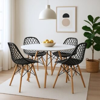 Comedor Eclipse 4 Puestos | Mesa de Madera y Sillas Nórdicas