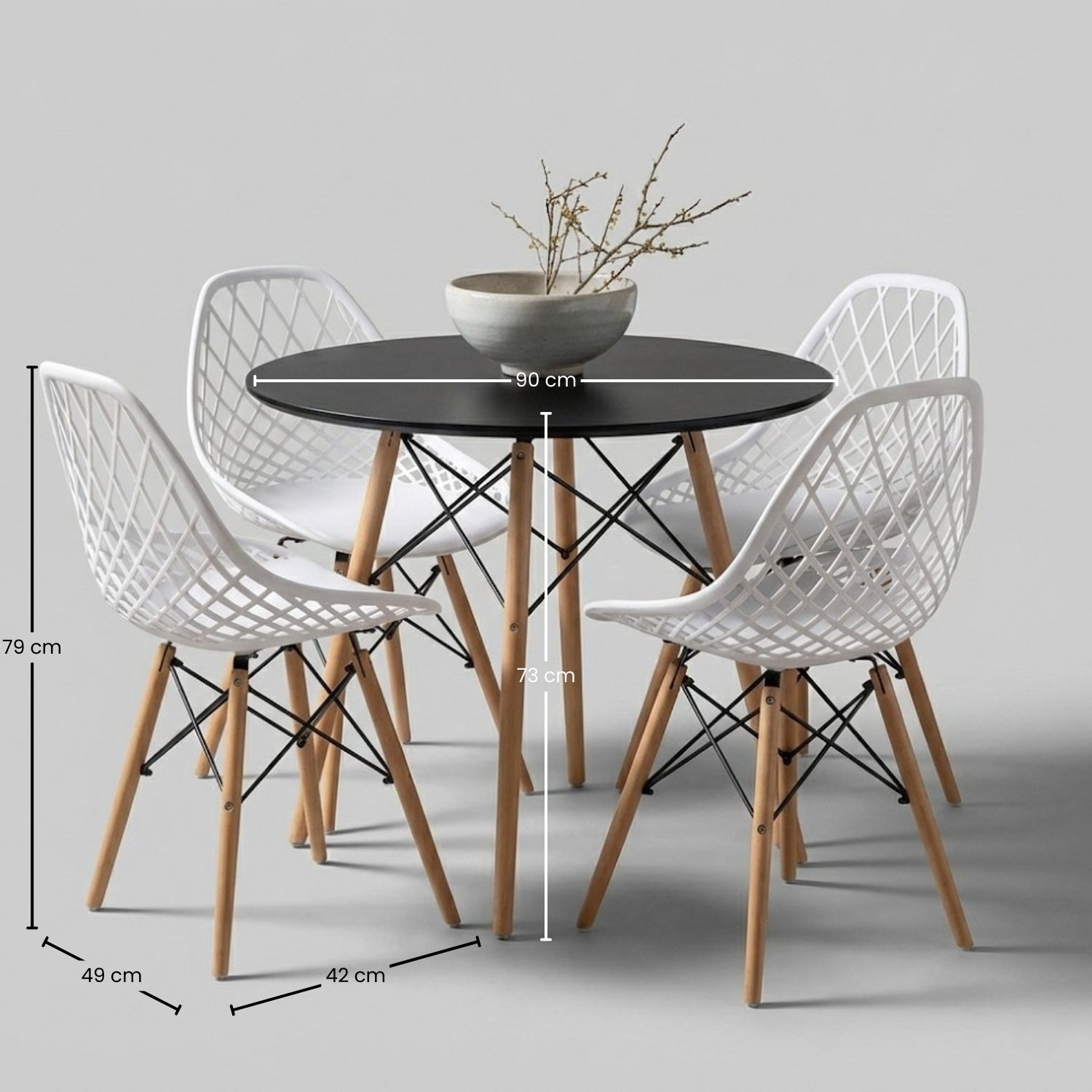 Juego de Comedor de 4 sillas blanco