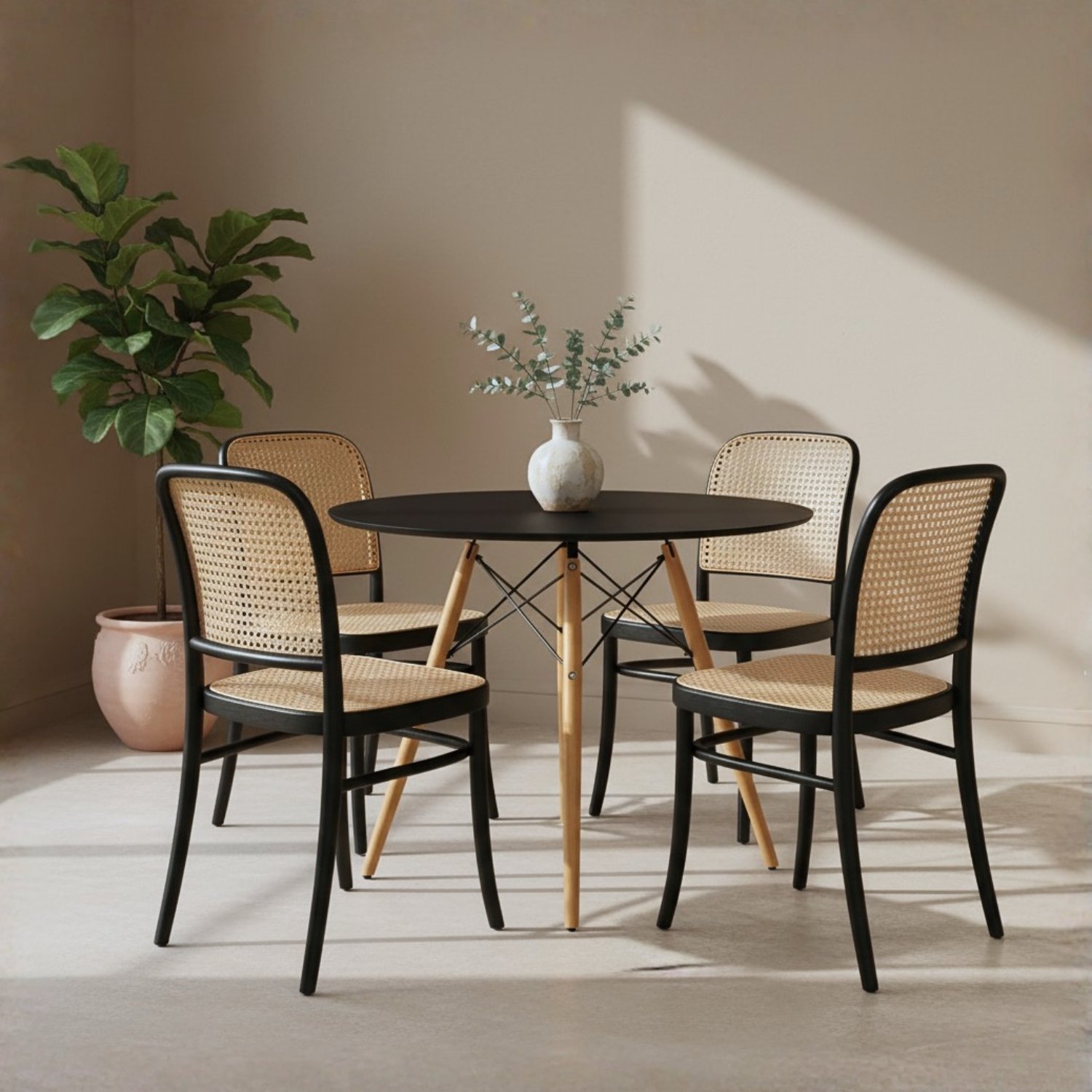 Juego de Comedor Serena Negro x4