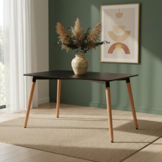 Mesa de Comedor Luna | Rectangular Negra y Madera
