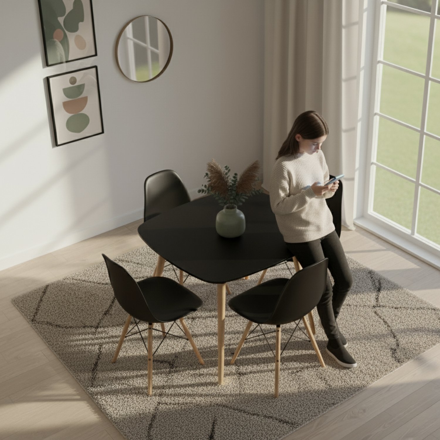 mujer entre nos home enviando un mensaje