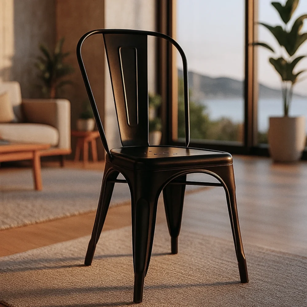 Silla Industrial Metálica Negra 1 unidad