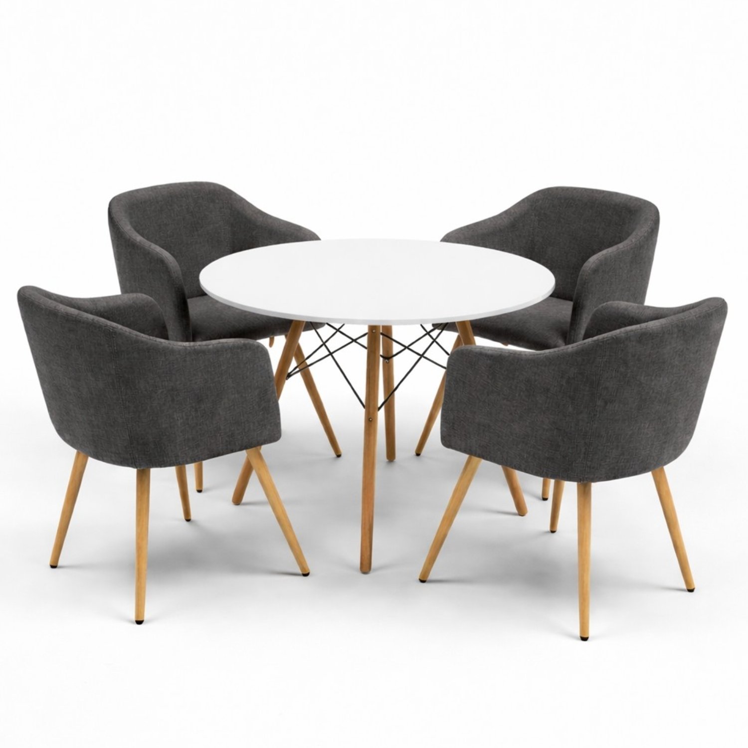 Entre Nos Home Comedor Ámbar 4 Puestos | Mesa Redonda Blanca y Sillas Gris Grafito - Image 7