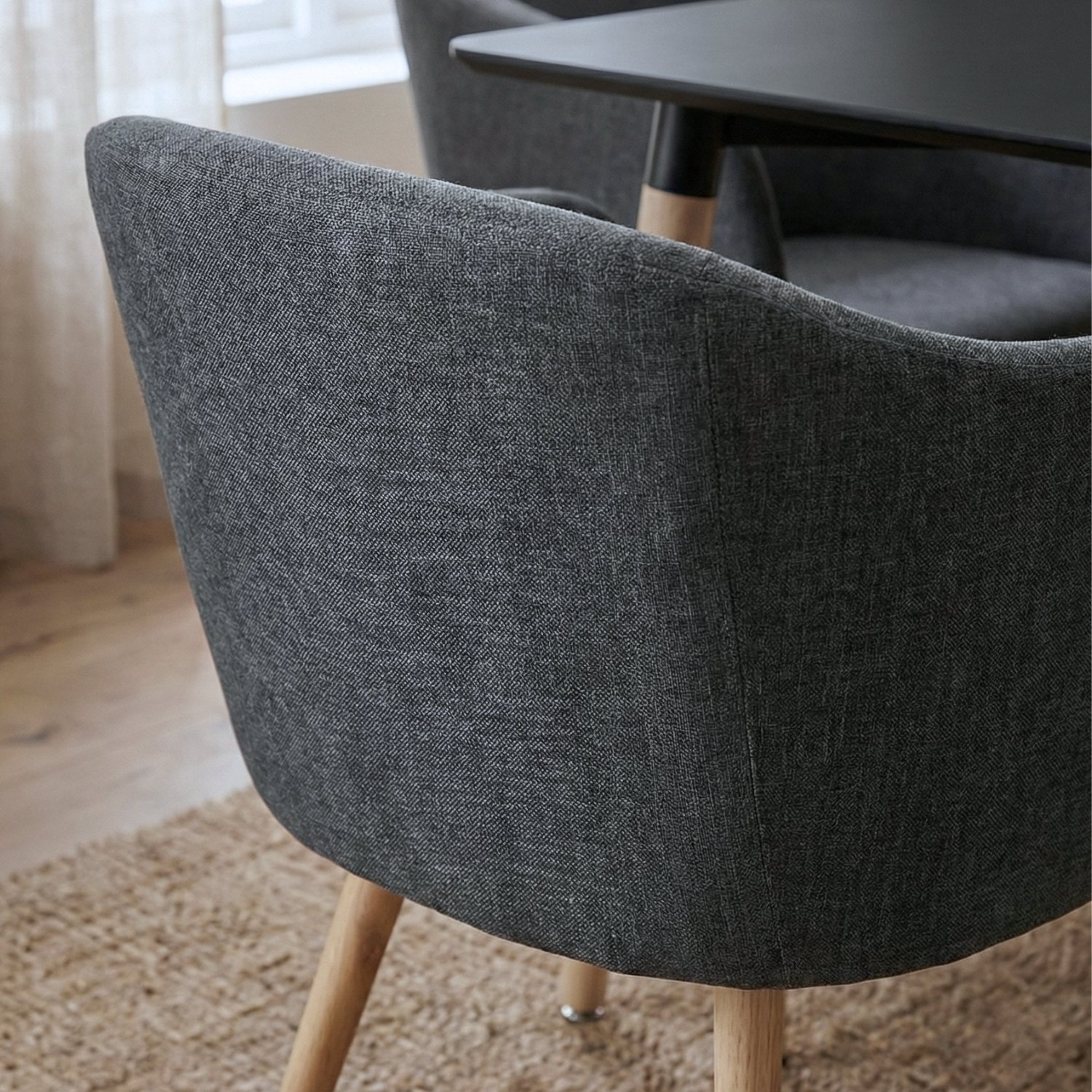 Entre Nos Home Comedor Ámbar 4 Puestos | Mesa Luna y Sillas Gris Grafito - Image 3