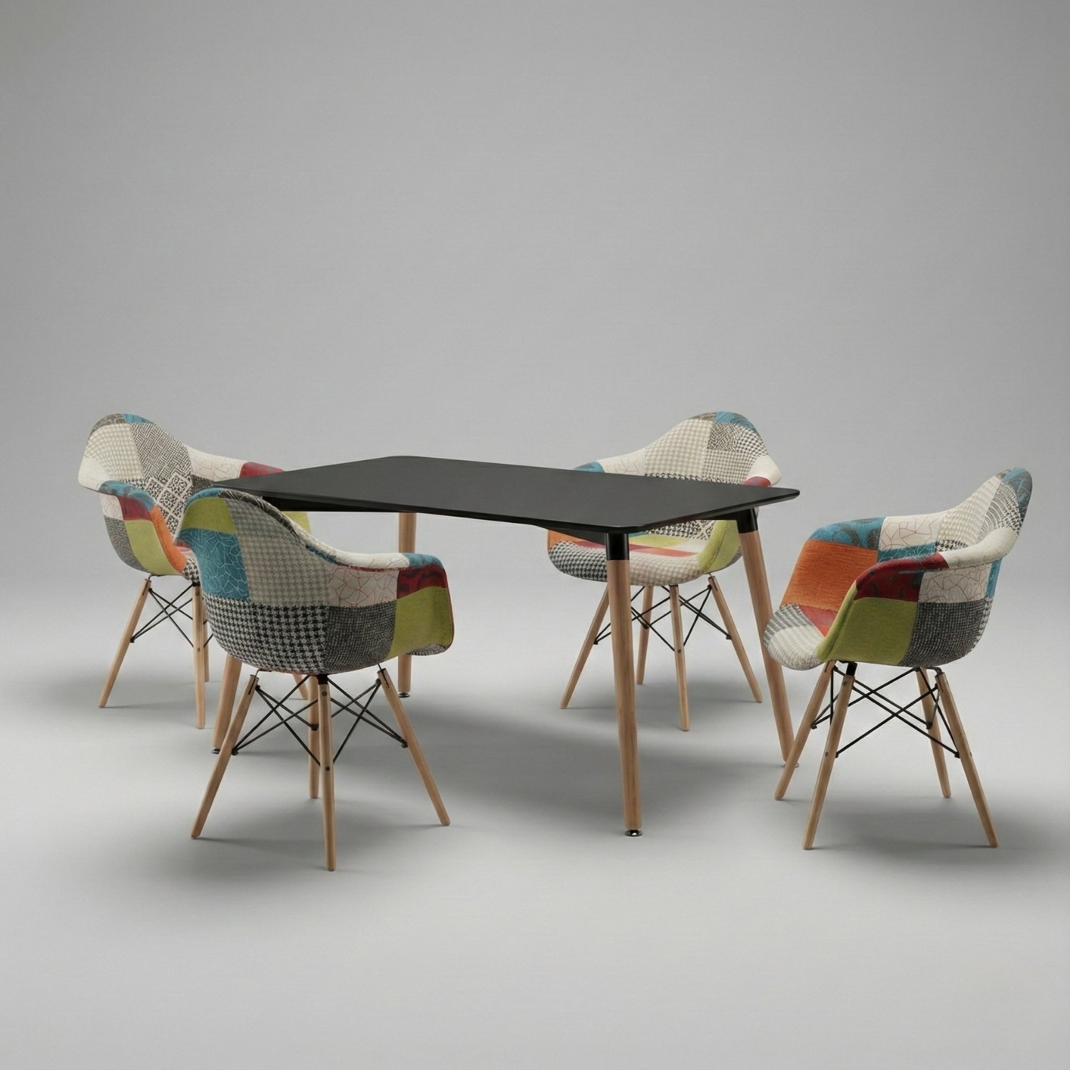 Entre Nos Home Comedor Arcoiris 4 Puestos | Mesa Luna Rectangular Negra - Image 2