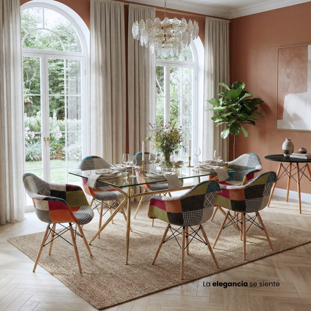 Entre Nos Home Comedor Arcoiris 6 Puestos | Mesa Brie Rectangular y Patchwork