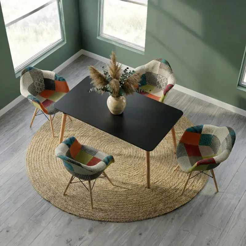 Entre Nos Home Comedor Arcoiris 4 Puestos | Mesa Luna Rectangular Negra - Image 3