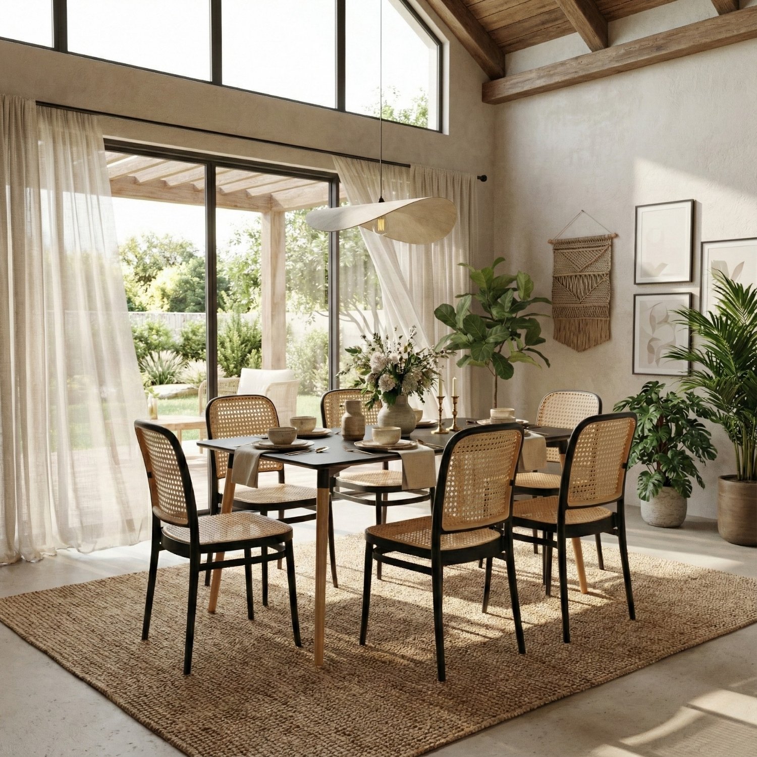 Juego de comedor rdondo 4 puestos estilo patchwork