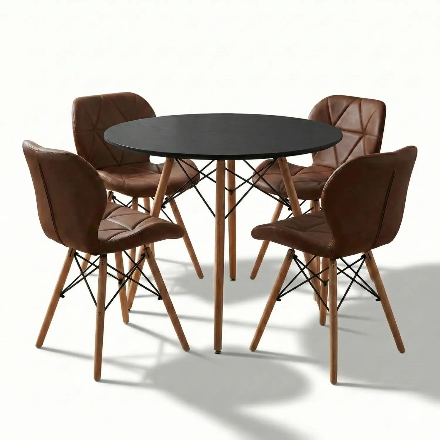 Entre Nos Home Comedor Mariposa 4 Puestos | Mesa Negra 90 cm y Sillas Chocolate - Image 6