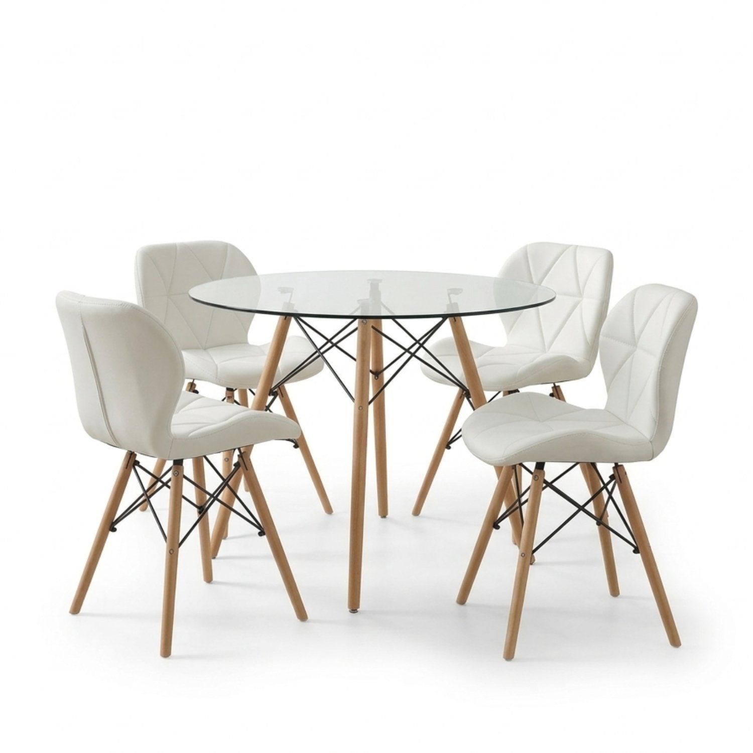 Entre Nos Home Comedor Mariposa 4 Puestos | Mesa Cristal 90 cm y Sillas Blancas - Image 6