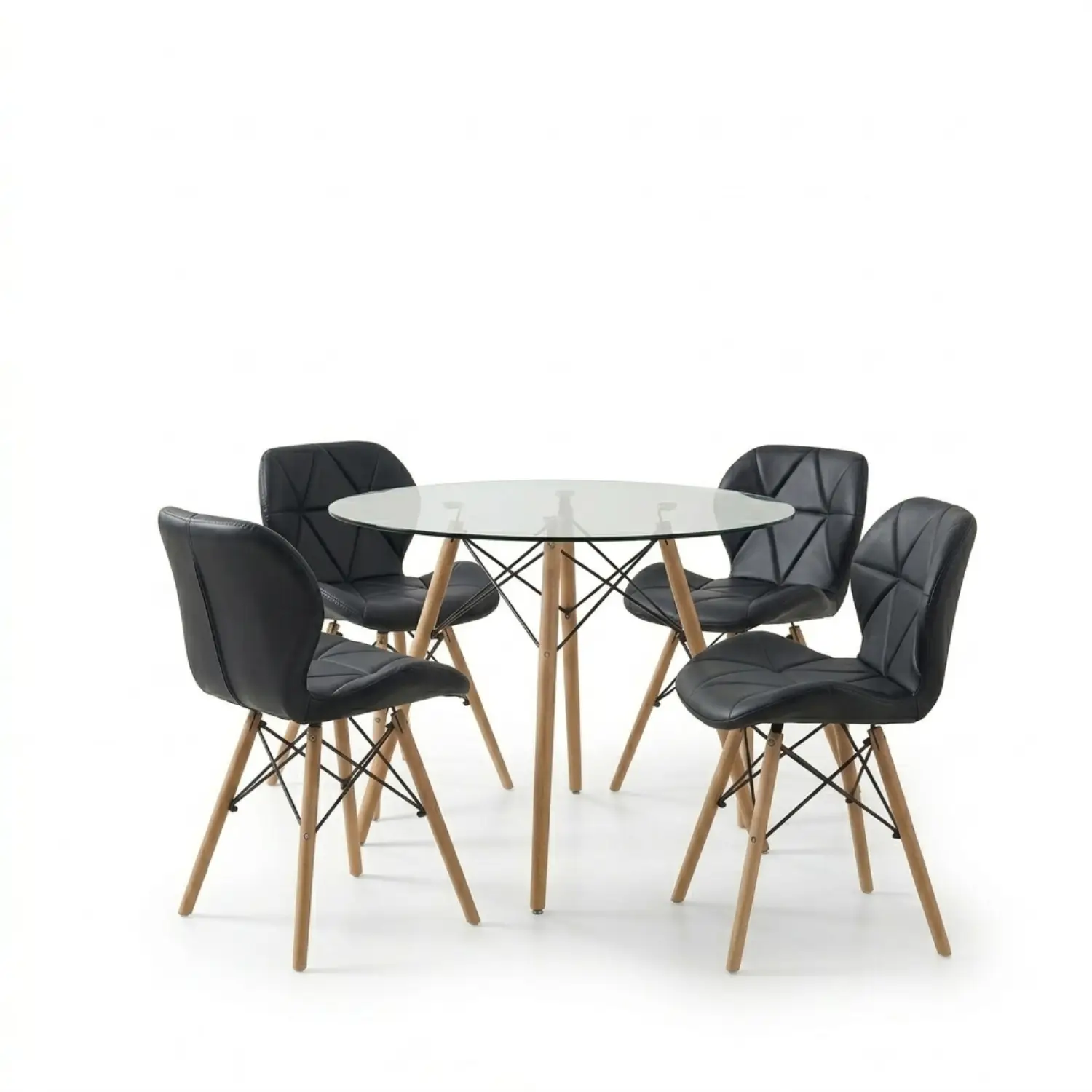 Entre Nos Home Comedor Mariposa 4 Puestos | Mesa Vidrio Templado 90 cm y Sillas Negras - Image 7