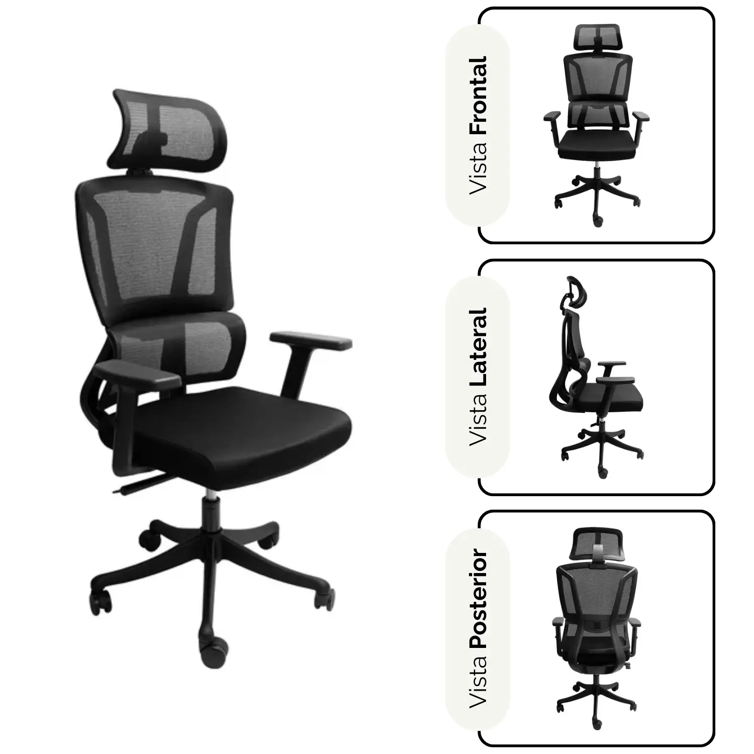 Entre Nos Home Silla de Escritorio Nuvola | Soporte Lumbar Avanzado y Cabecero de Malla - Image 2