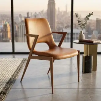 Silla de Diseño Tollie | Confort en Cuero PU y Patas Metálicas Efecto Madera