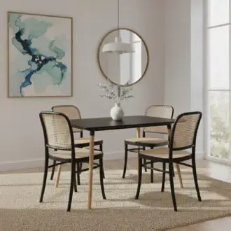 Comedor Serena 4 Puestos Negro | Mesa Rectangular 120 cm