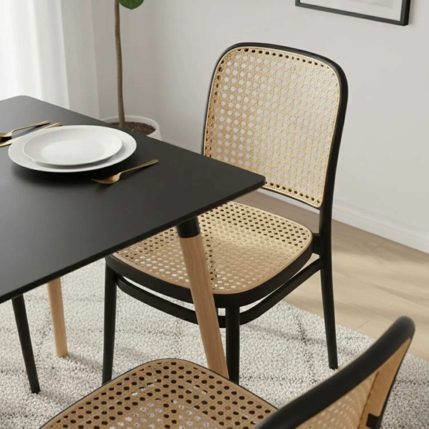 Entre Nos Home Comedor Serena 4 Puestos Negro | Mesa Rectangular 120 cm - Image 3