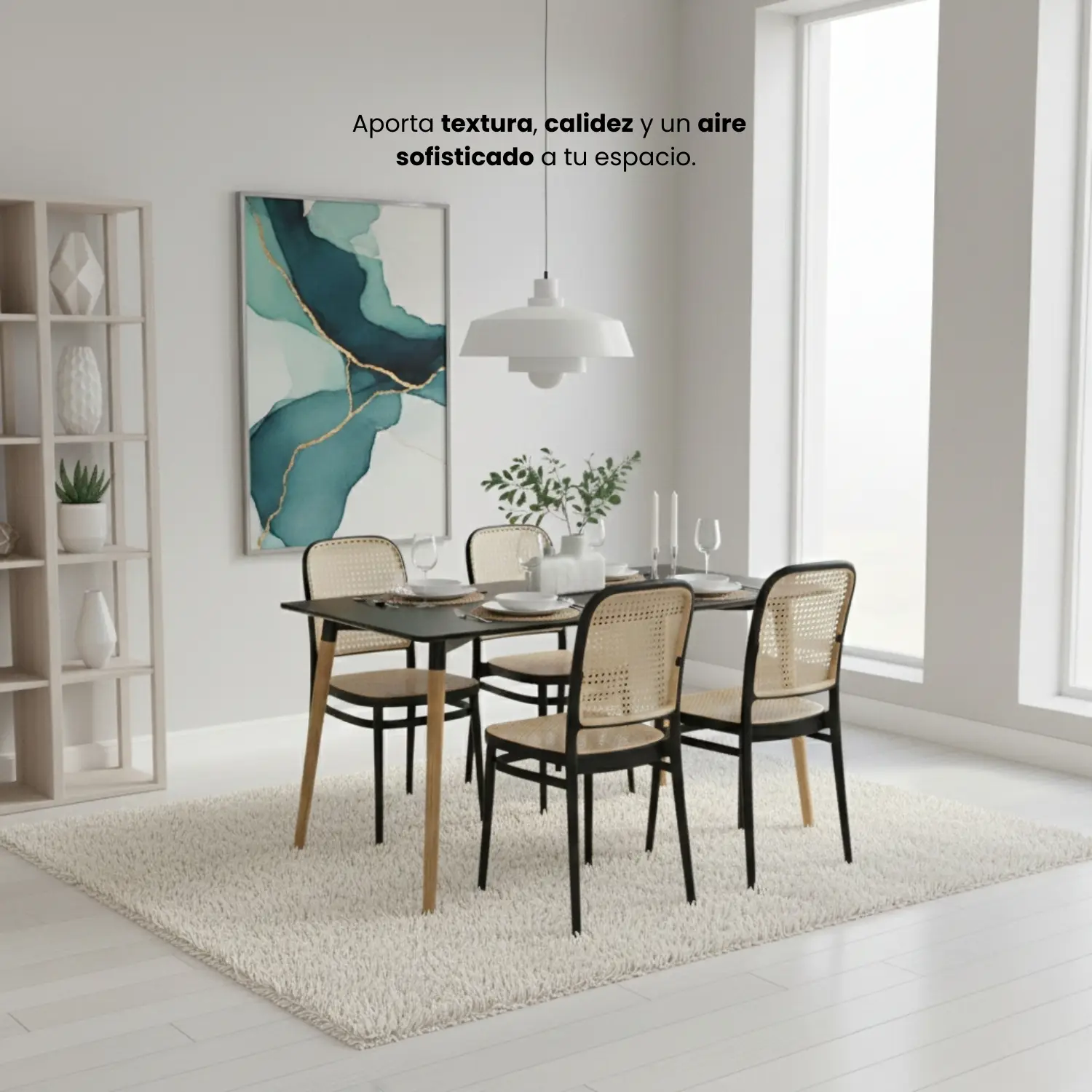 Entre Nos Home Comedor Serena 4 Puestos Negro | Mesa Rectangular 120 cm - Image 4