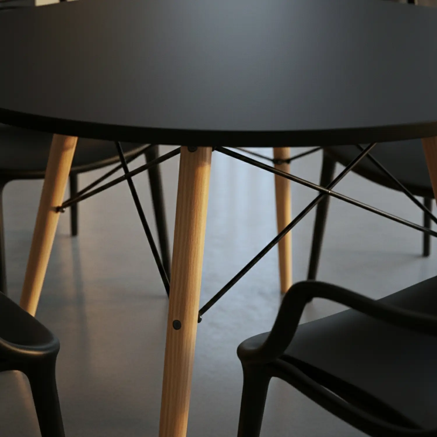 Entre Nos Home Comedor Raíz 4 Puestos | Mesa Redonda Negra 90 cm y Sillas Negras - Image 3