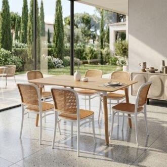 Comedor Serena 6 Puestos | Mesa Honey 140cm Estilo Ratán