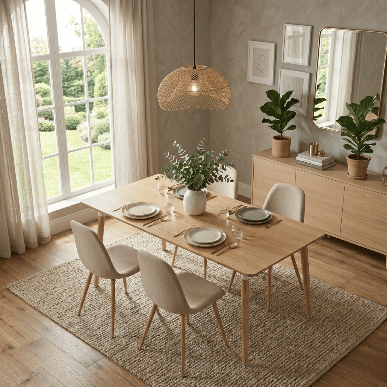 Entre Nos Home Comedor Lía 4 Puestos Beige | Mesa Rectangular Madera 140 cm - Image 2