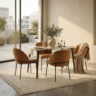 Comedor Mollie 4 Puestos | Mesa Rectangular Vidrio Templado 120cm