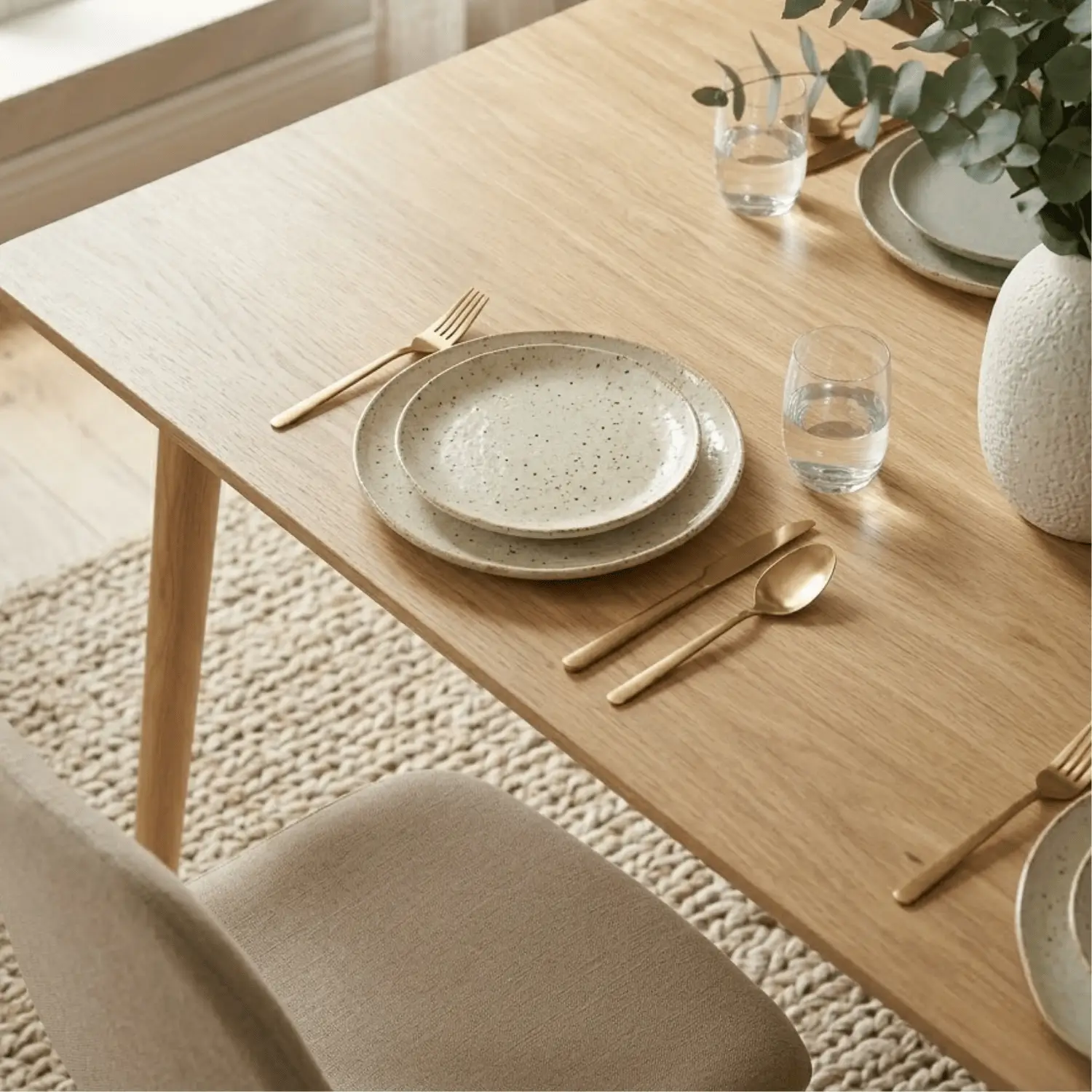 Entre Nos Home Comedor Lía 4 Puestos Beige | Mesa Rectangular Madera 140 cm - Image 3