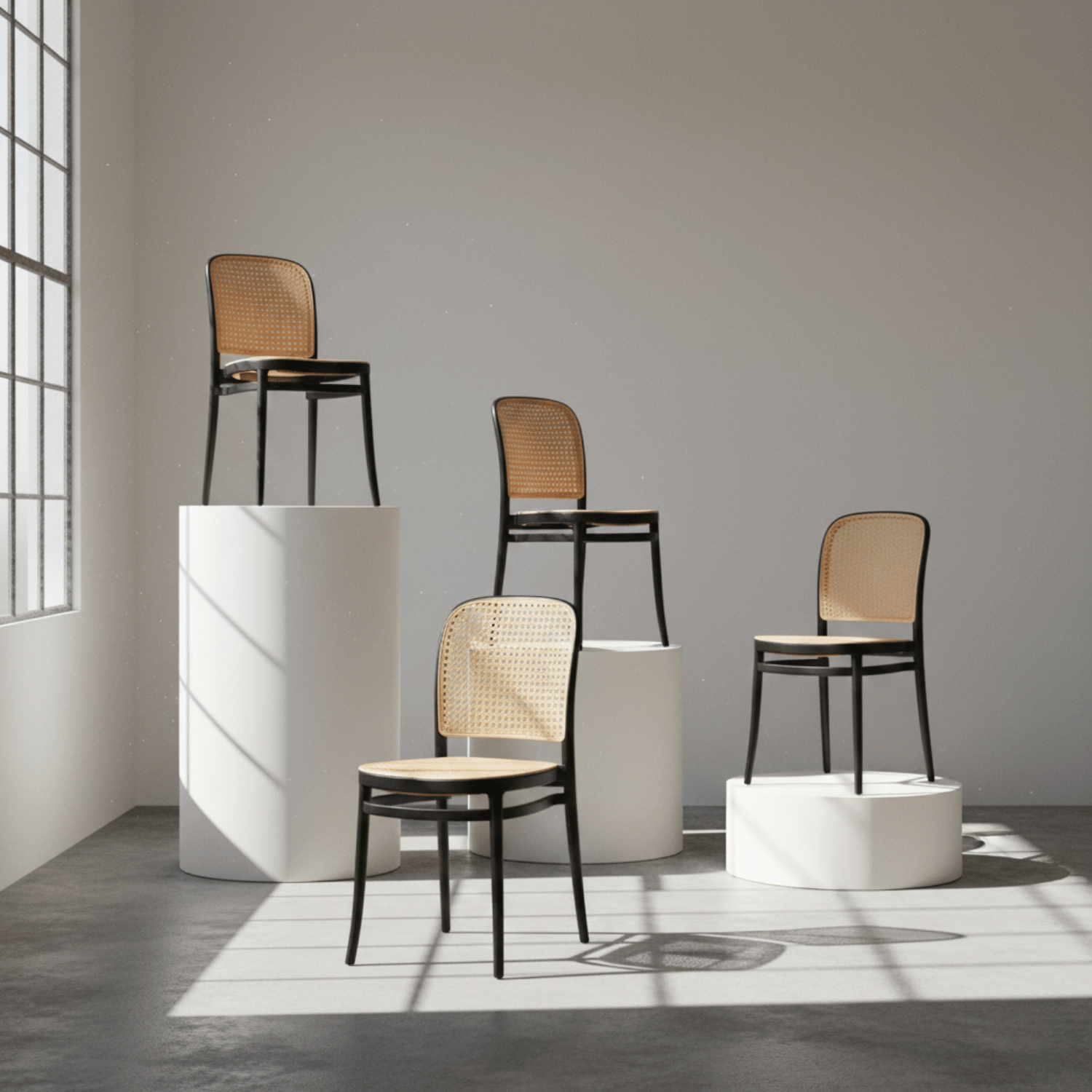 Entre Nos Home Set de 4 Sillas Serena Negras | Polipropileno Monobloque Tipo Ratán
