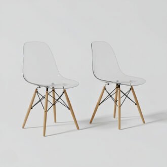 Set de 2 Sillas Alma Transparentes | Policarbonato y Madera Arce