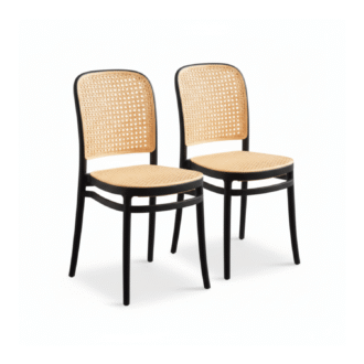 Set de 2 Sillas Serena Negras | Polipropileno Monobloque Tipo Ratán