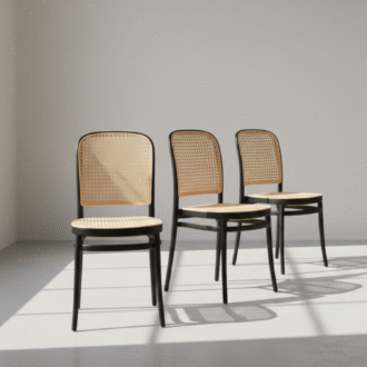 Set de 3 Sillas Serena Negras | Polipropileno Monobloque Tipo Ratán