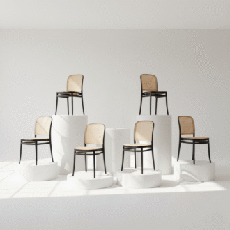 Set de 6 Sillas Serena Negras | Polipropileno Monobloque Tipo Ratán