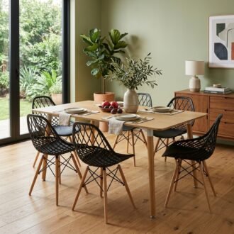 Comedor Sombra 6 Puestos Negro | Mesa rectangular madera Honey 140 cm