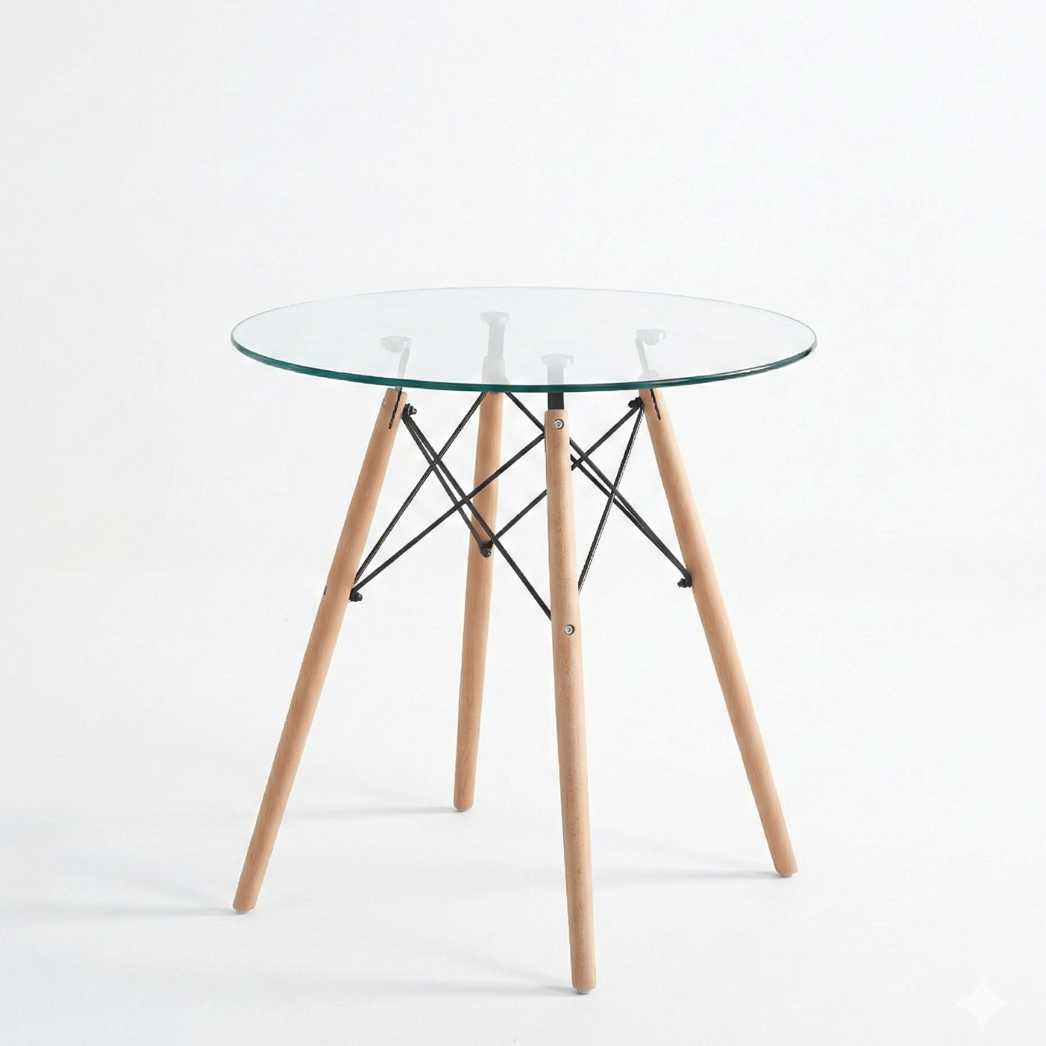 Entre Nos Home Mesa Redonda Clásica 80 Vidrio | Cristal Templado y Madera de Arce - Image 7