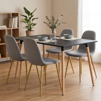 Entre Nos Home Comedor Lía 4 Puestos Gris | Mesa Rectangular Negra 120 x 80 cm
