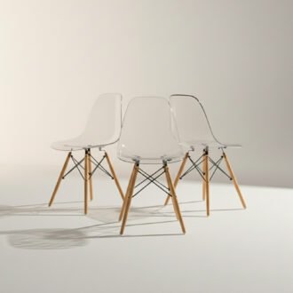 Set de 3 Sillas Alma Transparentes | Policarbonato y Madera Arce