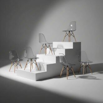 Set de 6 Sillas Alma Transparentes | Policarbonato y Madera Arce