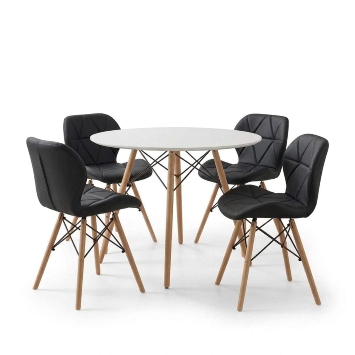 Entre Nos Home Comedor Mariposa 4 Puestos Negro | Mesa Redonda Blanca 90 cm - Image 6