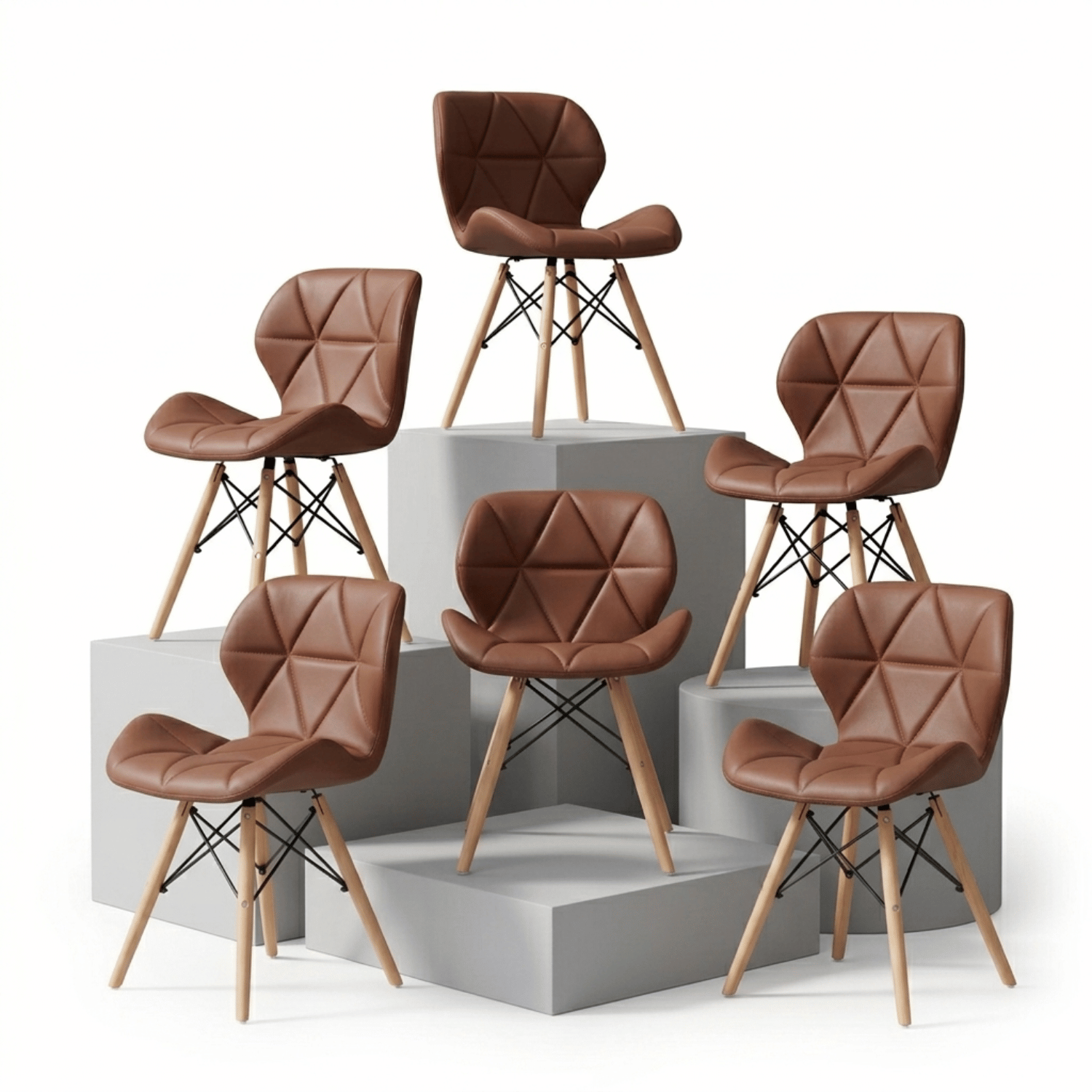 Entre Nos Home Set de 6 Sillas Mariposa Chocolate | Ecocuero y Madera de Arce