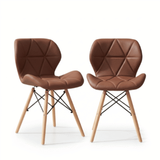 Set de 2 Sillas Mariposa Chocolate | Ecocuero y Madera de Arce