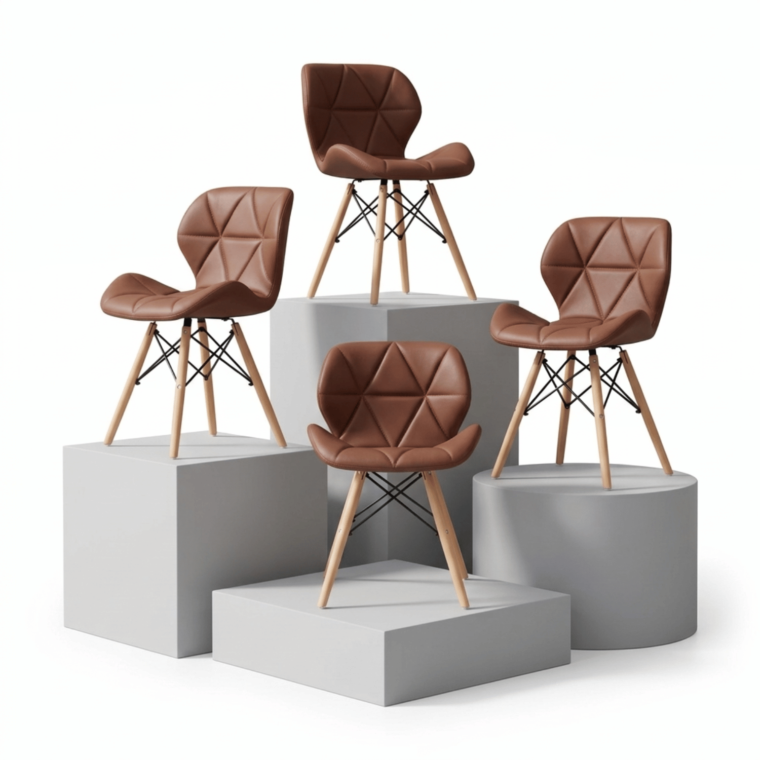 Entre Nos Home Set de 4 Sillas Mariposa Chocolate | Ecocuero y Madera de Arce