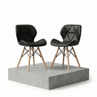 Set de 2 Sillas Mariposa Negro | Ecocuero y Madera de Arce