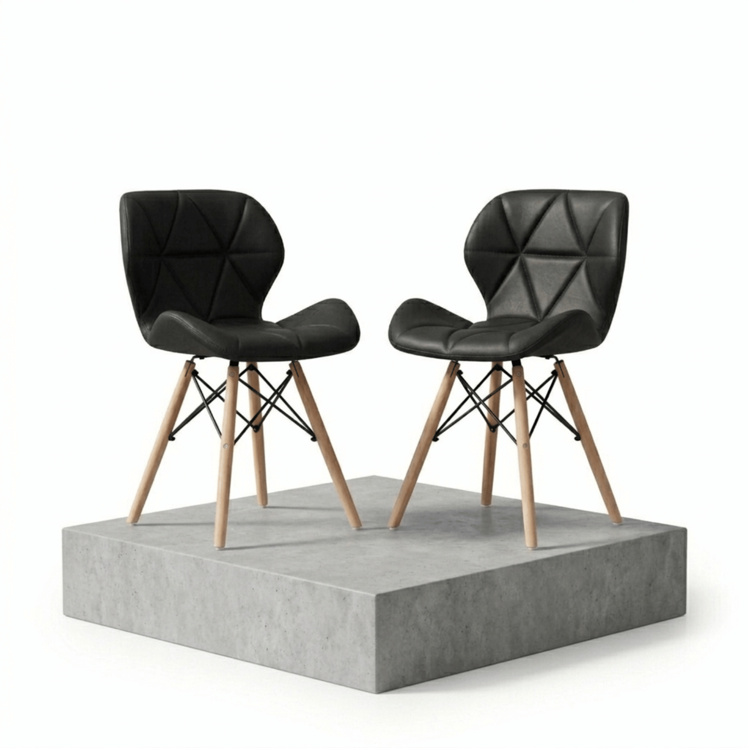 Entre Nos Home Set de 2 Sillas Mariposa Negro | Ecocuero y Madera de Arce