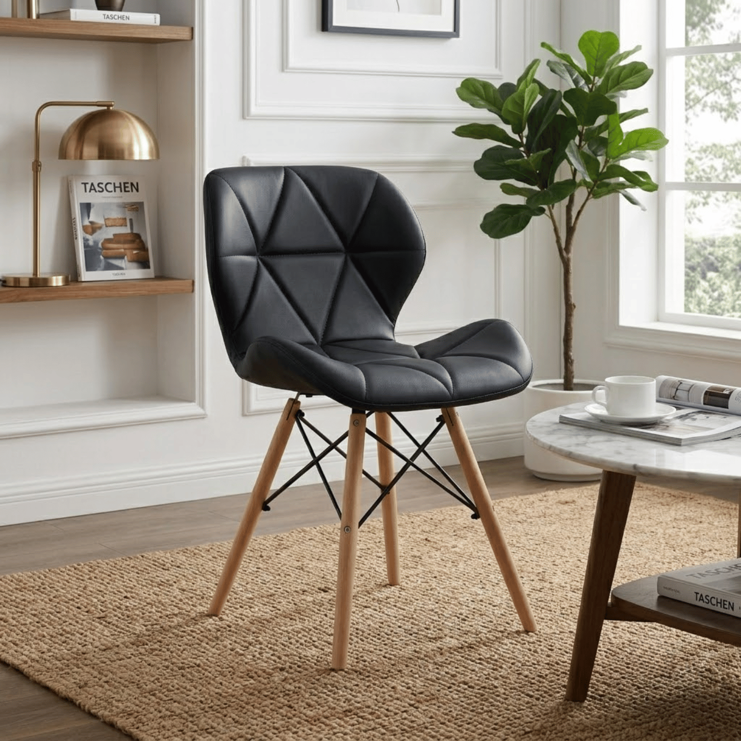 Entre Nos Home Set de 2 Sillas Mariposa Negro | Ecocuero y Madera de Arce - Image 2
