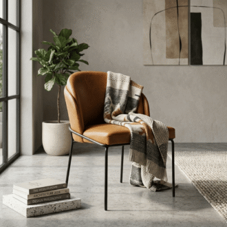 Silla de Diseño Mollie Marrón | Eco Cuero PU y Estructura en Acero