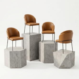 Set de 4 Sillas Mollie Marrón | Eco Cuero PU y Estructura en Acero