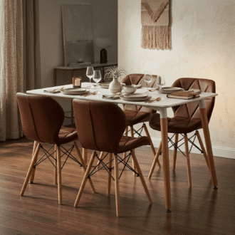 Entre Nos Home Comedor Mariposa 4 Puestos Chocolate | Mesa Rectangular Blanca 120x80cm