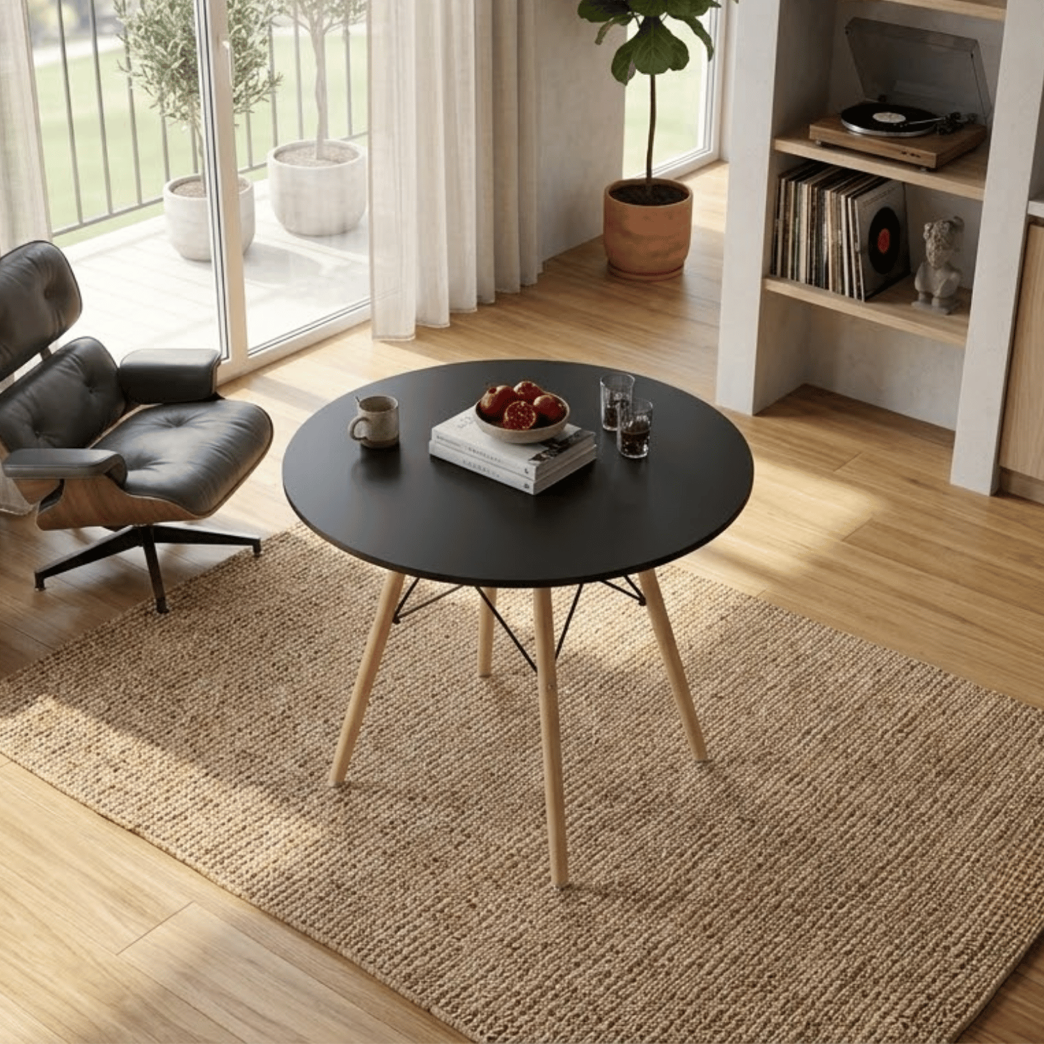 Entre Nos Home Mesa Redonda Clásica 80 Negra | Estilo Nórdico y Madera de Arce - Image 2