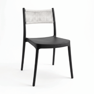 Silla de Diseño Venecia Negra | Polipropileno y Mallado Blanco